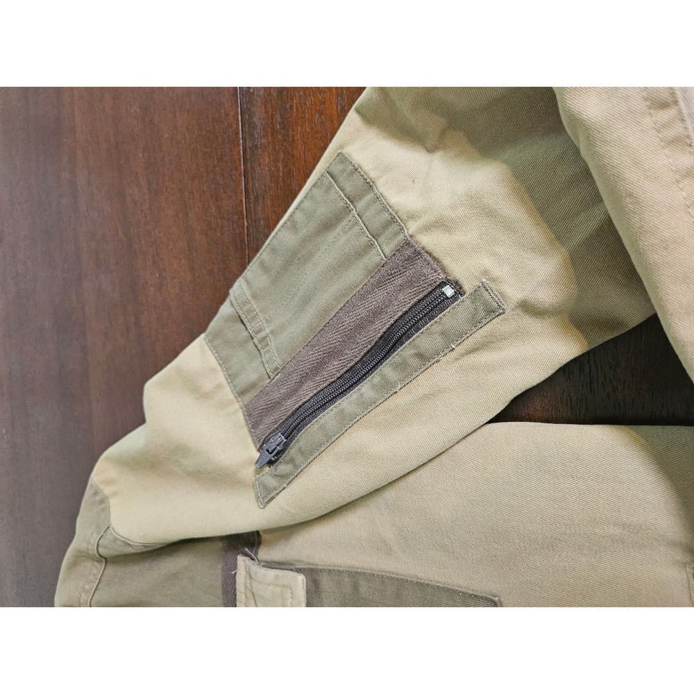 Sun + Stone Bomber Jacket Mens Small Green Tan Colorblock Utility Full Zip - Picture 3 of 10